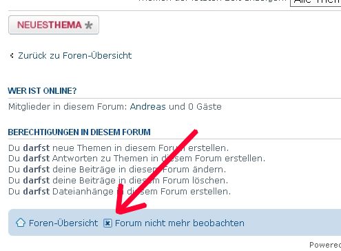Erst wenn hier steht &quot;Forum nicht mehr beobachten&quot;, beobachtet man das Forum.... ;-)
