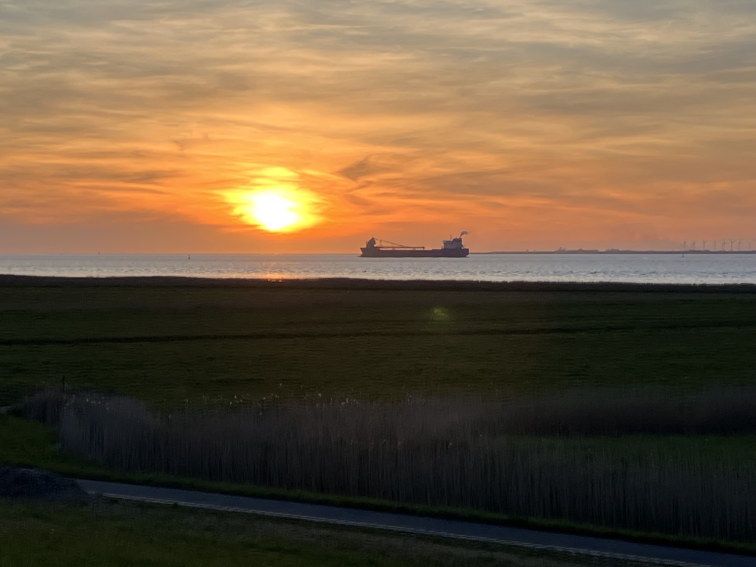 Sonnenuntergang über der Elbe
