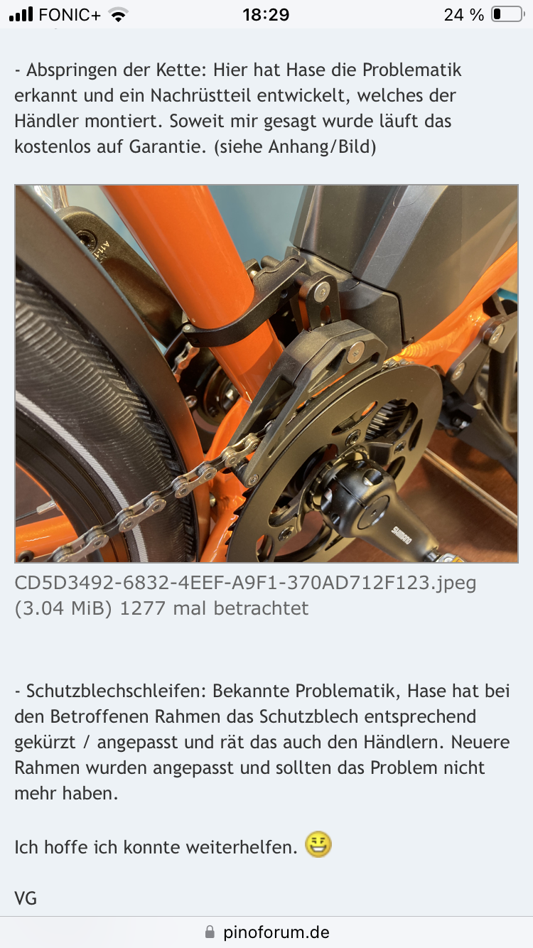 Kettenführung, bei uns nicht montiert