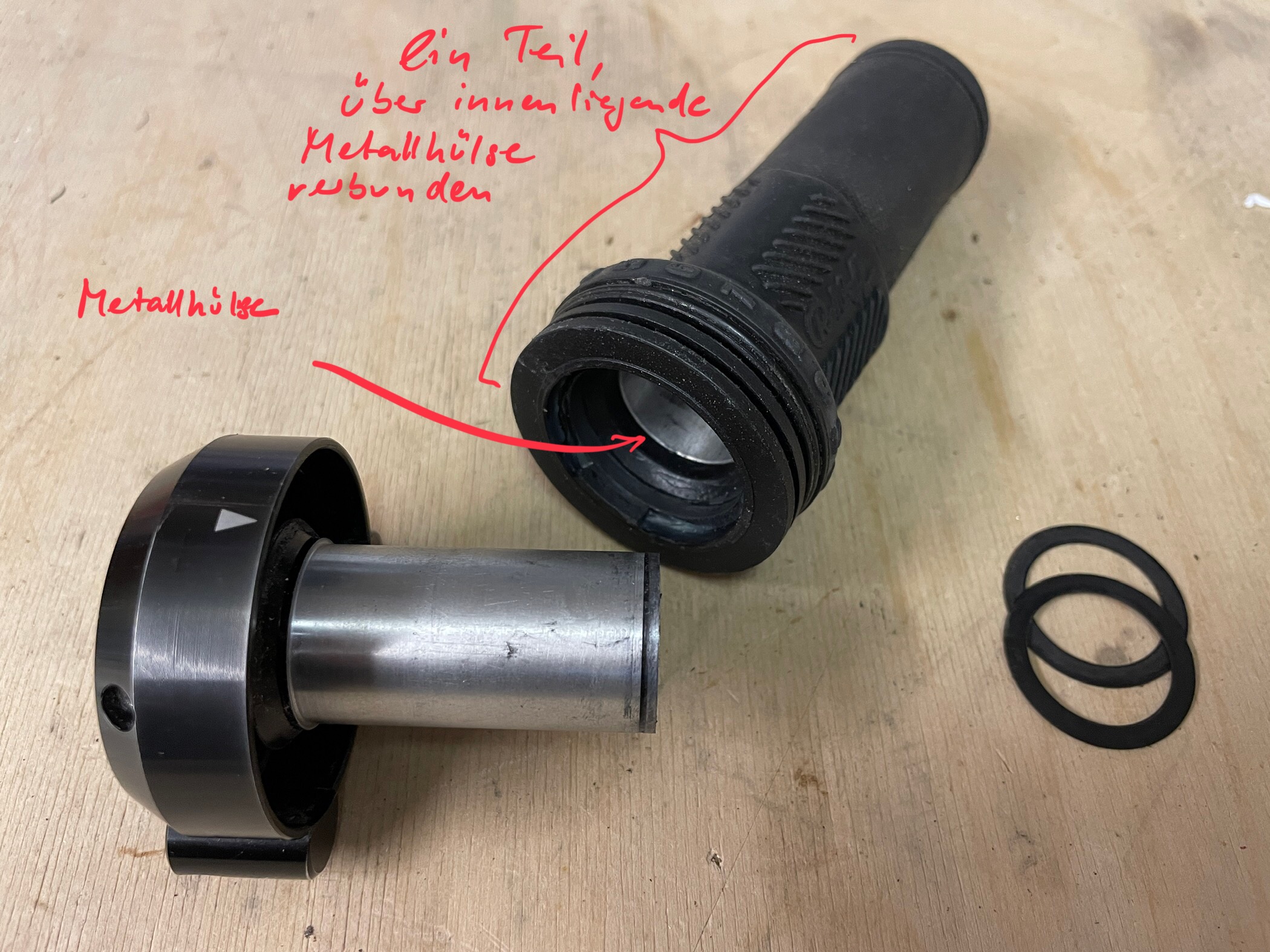 2007er Hase-Rohloffgriff auseinandergebaut